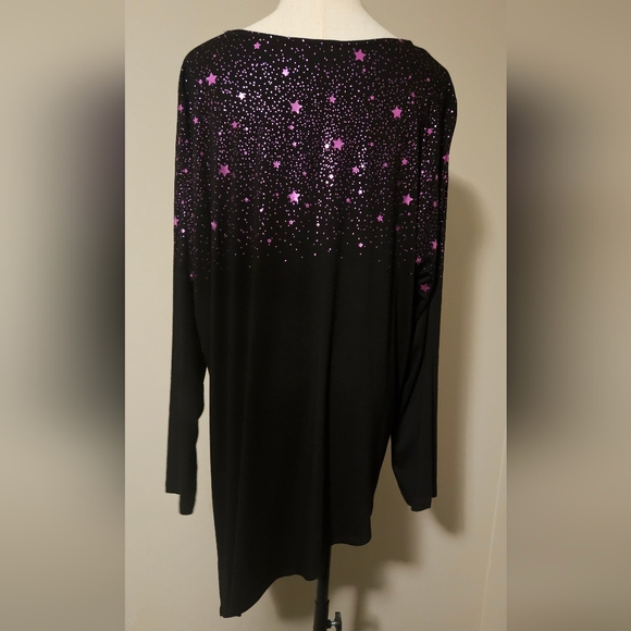 NWT Karen Kane Star Print Plus Size Top: Black W/Purple: Size- 1X - Picture 5 of 13